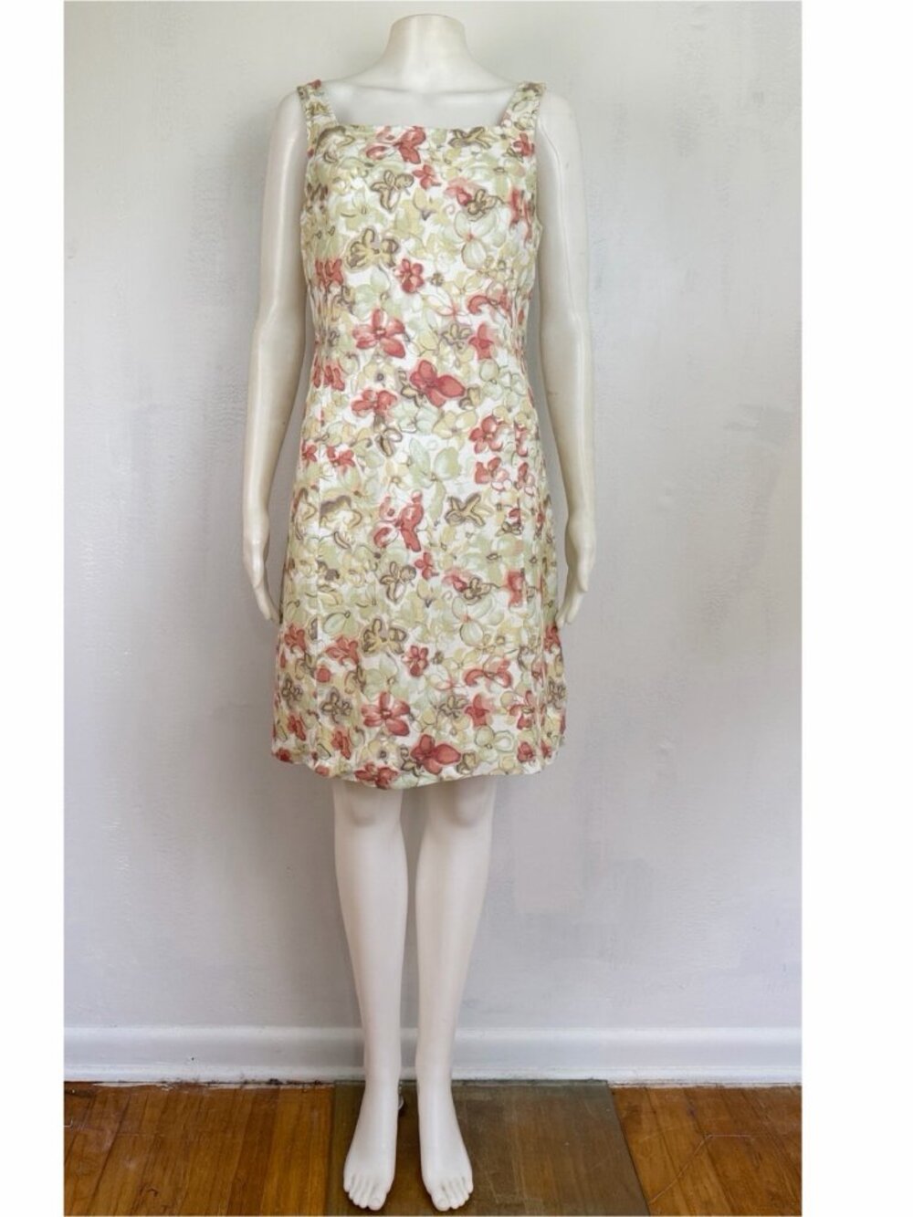 Vintage Floral Linen/Rayon Dress 90s Size Small J Crew Sleeveless Mini Sundress